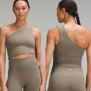 lululemon athletica Women’s One-Shoulder Crop Top in Taupe